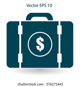 a suitcase full of money vector illustration
