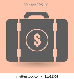 a suitcase full of money vector illustration