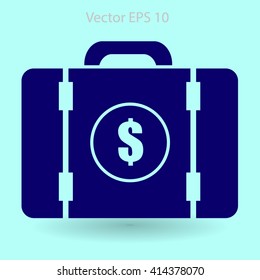a suitcase full of money vector illustration