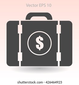 a suitcase full of money vector illustration