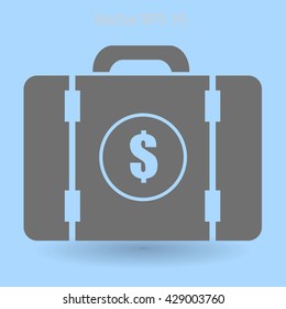 a suitcase full of money vector illustration
