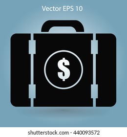 a suitcase full of money vector illustration