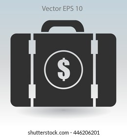 a suitcase full of money vector illustration