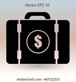 a suitcase full of money vector illustration