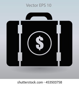 a suitcase full of money vector illustration