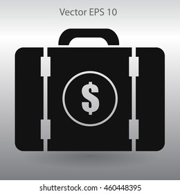 a suitcase full of money vector illustration