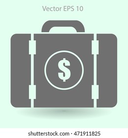 a suitcase full of money vector illustration