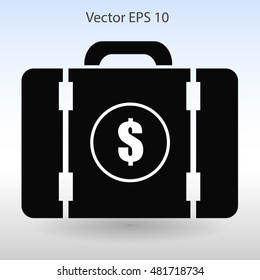 a suitcase full of money vector illustration