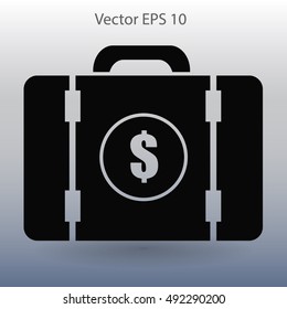 a suitcase full of money vector illustration