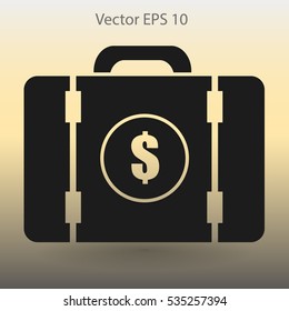 a suitcase full of money vector illustration