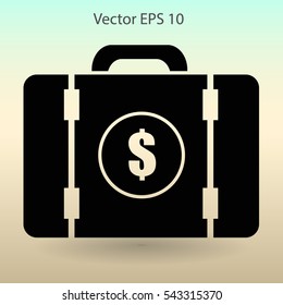 a suitcase full of money vector illustration
