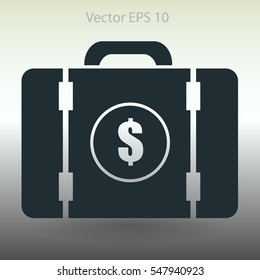a suitcase full of money vector illustration