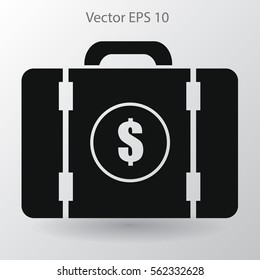 a suitcase full of money vector illustration