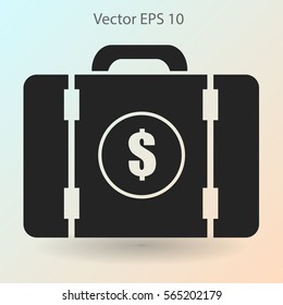 a suitcase full of money vector illustration