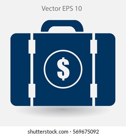 a suitcase full of money vector illustration
