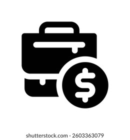 suitcase glyph icon. Strong and solid vector icon for websites, mobile interfaces, presentations, and visual branding. High quality and easy to edit.