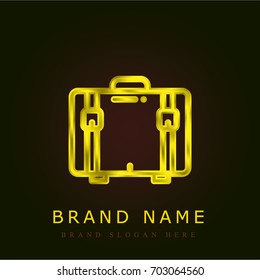 Suitcase golden metallic logo