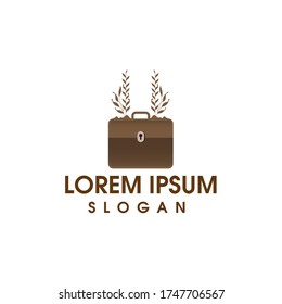 Suitcase with growth plant vector logo