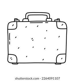 Koffer im handgezeichneten Doodle-Stil. Gepäckvektor-Symbol für Webdesign einzeln auf weißem Hintergrund.