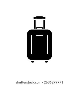 Suitcase handle extended upright on white background for travel convenience