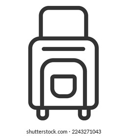 Suitcase with handle on wheels - icon, illustration on white background, outline style