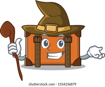 suitcase happy witch on a with character