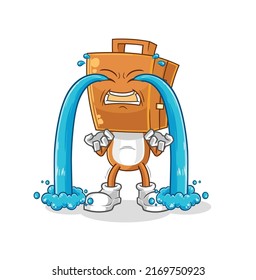 the suitcase head crying illustration. character vector
