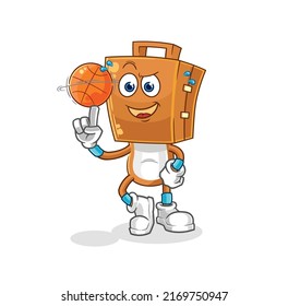 the suitcase head playing basket ball mascot. cartoon vector