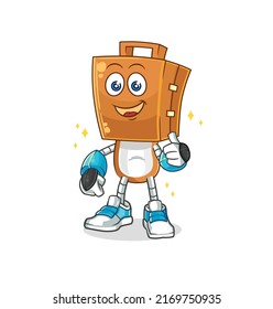 the suitcase head robot character. cartoon mascot vector