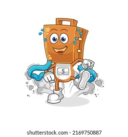 the suitcase head runner character. cartoon mascot vector
