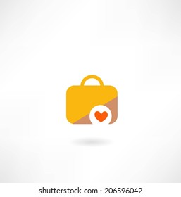 suitcase with a heart icon