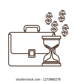 suitcase with hourglass isolated icon