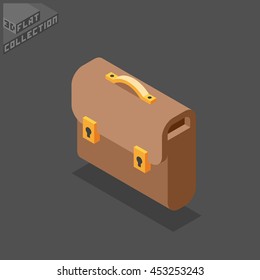 Suitcase Icon. 3D Isometric Low Poly Flat Design. Vector illustration.