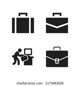 suitcase icon. 4 suitcase vector icons set. briefcase and man arriving to daily job icons for web and design about suitcase theme