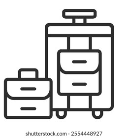 Suitcase icon, Aviation symbol outline icon, editable vector illustration and transparent graphic element. Isolated on white background