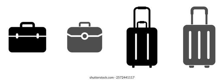 Suitcase icon. Suitcase bag icon collection. Flat design suitcase icon for travel, business trips, and tourism. Suitcase icon in flat vector style illustration.
