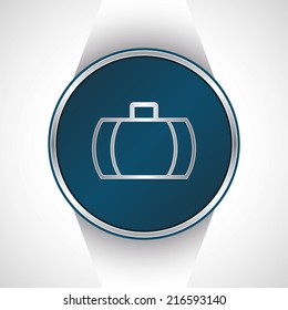 Suitcase icon. Bag icon. Vector button               