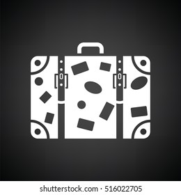 Suitcase icon. Black background with white. Vector illustration.