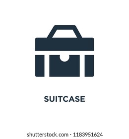 Suitcase icon. Black filled vector illustration. Suitcase symbol on white background. Can be used in web and mobile.