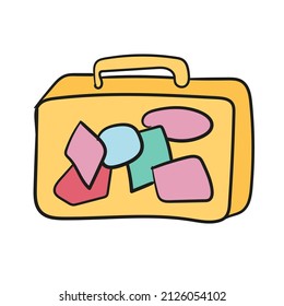 Suitcase icon in cartoon style isolated on white background. Suitcase for trip vector illustration