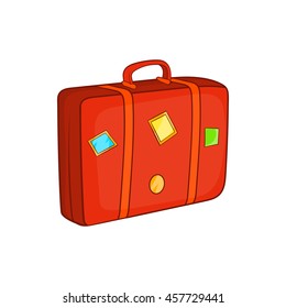 Suitcase icon in cartoon style isolated on white background. Suitcase for trip vector illustration
