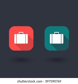 Suitcase icon, case, suitcase vector, business trip, travel, flat rounded square icon, vector illustration