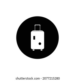 Suitcase icon circle background black color editable. Luggage icon. Bag icon. Travel icon.