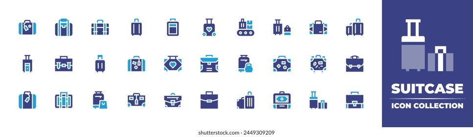 Suitcase icon collection. Duotone color. Vector illustration. Containing luggage, suitcase, briefcase, bagagge, weight, conveyor.