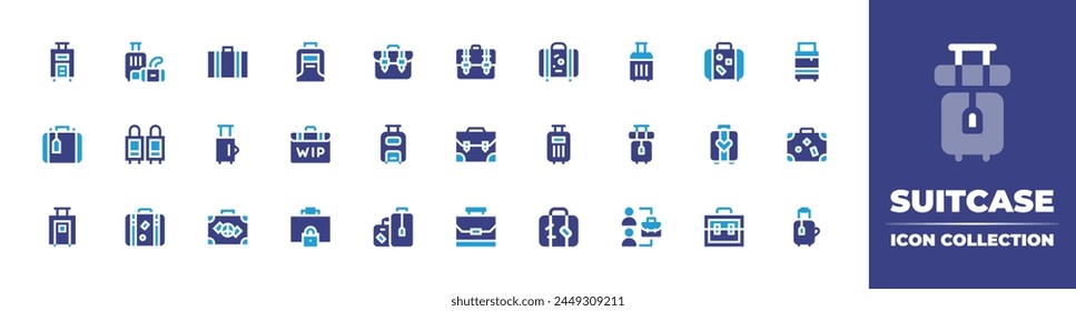 Suitcase icon collection. Duotone color. Vector illustration. Containing suitcase, travelbag, briefcase, case, travel, luggage, honeymoon.