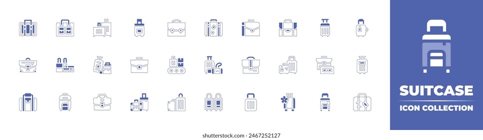 Suitcase icon collection. Duotone style line stroke and bold. Vector illustration. Containing suitcase, briefcase, travelbag, tour, bag, luggage, baggage, conveyor.