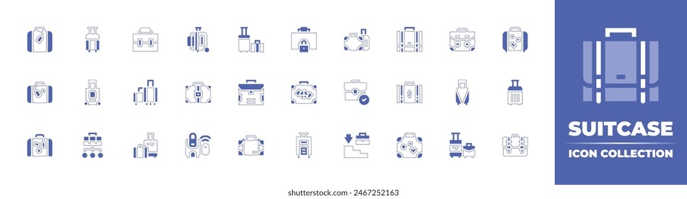 Suitcase icon collection. Duotone style line stroke and bold. Vector illustration. Containing luggage, suitcase, briefcase, suitcases, travelling, business.