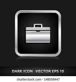 Suitcase icon | color dark black silver metal grey white | icon set | abstract vector symbol | template design | shadows shiny | business button | abstract 3d