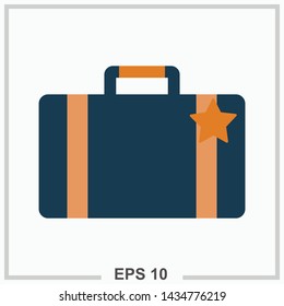 Suitcase icon colored isolated vector illustration