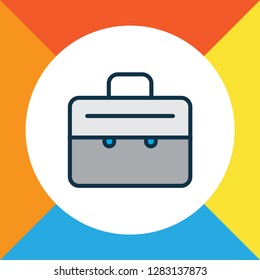 Suitcase icon colored line symbol. Premium quality isolated briefcase element in trendy style.